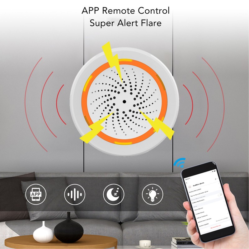 Smart Sound and Light Alarm 2.4GHZ Wireless APP Remote Control