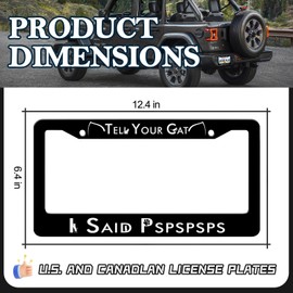 Cute Cat License Plate Frames - 2 Pack Animal Cats Stainless Steel License Plate Holder Covers,Rust-Proof Waterproof Car Decorative Tag Frames for Standard US 12x6 Inch