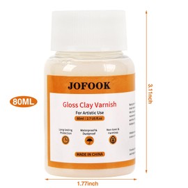 JOFOOK Gloss Clay Varnish(160ml),Glaze for Air Dry Clay or Acrylic Oil Painting,Clay Sculpture Sealant,Clear Clay Sealer for Polymer or Pottery,High Glossy,Two Bottles