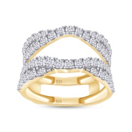 SAVEARTH DIAMONDS 0.80 Carat Round Cut Lab Created Moissanite Diamond Double Infinity Wedding Ring Guard Enhancer In 14K Yellow Gold Over Sterling Silver (G-H Color, 0.80 Cttw) Ring Size -6.5