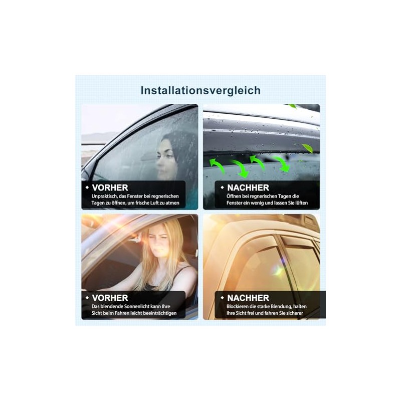 Wind Deflectors Compatible with VW Caddy 3 2004-2015, Rain Deflectors,