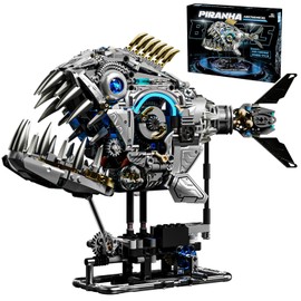 Myth Qholve Mechanical Piranha Building Block Kit Hand-Crank Gear Multi-Joint Motion Toy for Boys, Girls, and Hobbyists, Ideal for STEM Classrooms or Gift Giving