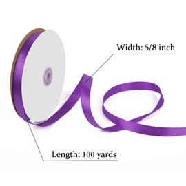 Gliberli Purple Satin Ribbon 5/8 inch X 100 Yards Fabric Large Ribbons for Gift Wrapping Bows Bouquet Sewing Craft Home Decor Hair Floral