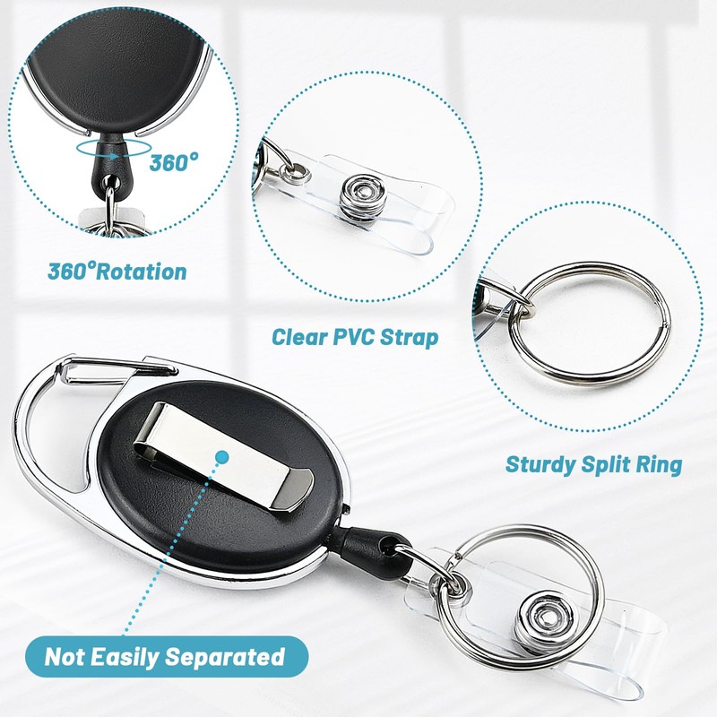 2 Pack ID Badge Holder with Retractable Badge Reel Clear