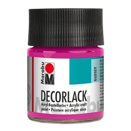 Marabu 11300005014 - Decorlack Acryl Magenta 014, 50 ml, hochglänzender Acryllack auf Wasserbasis, wetterfest, speichelfest, zum Malen, Schablonieren und für Serviettentechnik