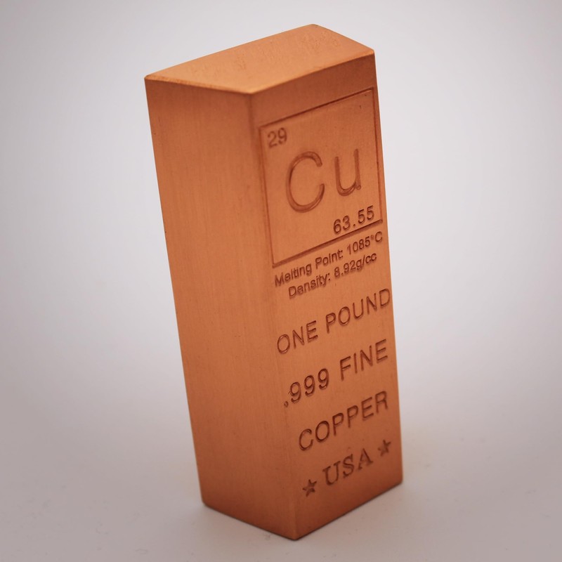 1 Pound Copper Bar Ingot Paperweight - 999 Pure Chemistry