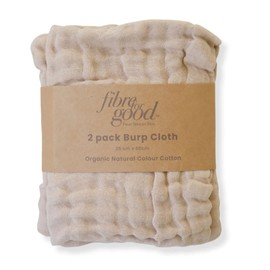 Fibre For Good Cotton Muslin Burp Cloth 2pk, White