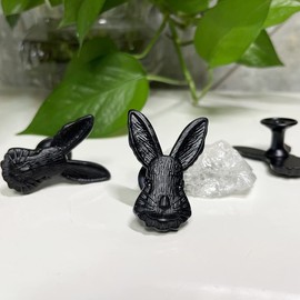 YOUYOUULU Black Rabbit Drawer Knobs - 3Pcs Cute Bunny Cabinet Knobs - Vintage Metal Animal Handles, Retro Rabbit Cabinet Knobs (Black Rabbit)
