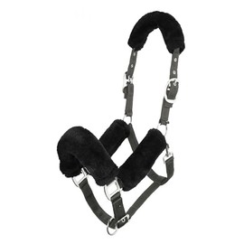 LeMieux Comfort Headcollar for Horses - Black/Grey - Soft Fleece Lining - Adjustable & Durable - X Full