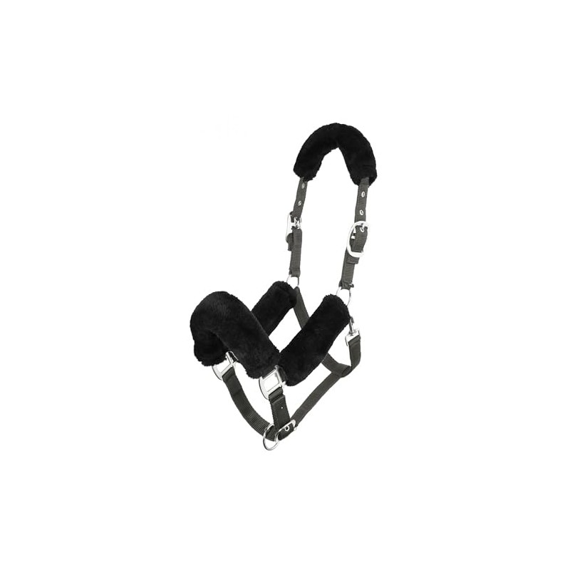LeMieux Comfort Headcollar for Horses - Black/Grey - Soft Fleece