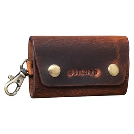 STILORD 'Atticus' Key Pouch with Clip Leather Vintage Key Case Mini Wallet Small Wallet Key Case Organiser Keyring with Gift Box, Colour:Kara - Cognac