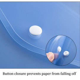 ojussa A4 Plastic Wallets 5PCS Folders Waterproof Plastic Wallet Transparent Colours with Button Storage and Organization Office Supplies