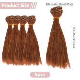 DICOSMETIC 5Pcs Doll Wig Doll Hair 15.5cm Straight Short Doll Hair High Temperature Fiber Doll Hair Wefts Doll Making Kits Doll Hair Extensions Saddle Brown Faux Hair Replacement for Doll Hair Crafts