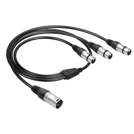 JSADZKJ XLR Splitter Cable, 1 in 3 XLR Male to Female Microphone Cable, 3 Pin Y Cable Balanced Microphone Splitter Cord Audio Adaptor for Mixing Consoles, Microphones-1.96Ft (1 M to 3 F)