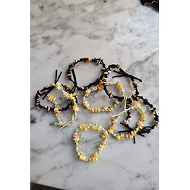 Cute Elasitc Knotted Hair Ties Bracelets,Stretch Boho Hair Ties Bracelets, Ponytail Holder for Women Girls (Yellow and Black)