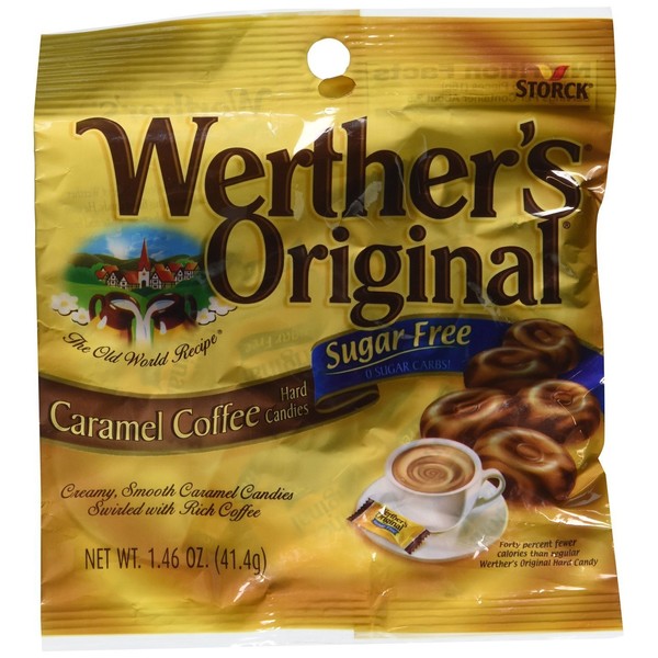 Werthers Sugar Free Caramel Coffee Hard Candy 1.46 oz Bag (3-Pack Totaling 4.38 oz)