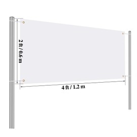 2 Pieces Large Banners Signs Polyester Oxford Cloth Sublimation Banner with Rope for Indoor Wall Outdoor Easy Hang Sign DIY Banner Sign for Business Office Supply (White,2 x 4 Feet)