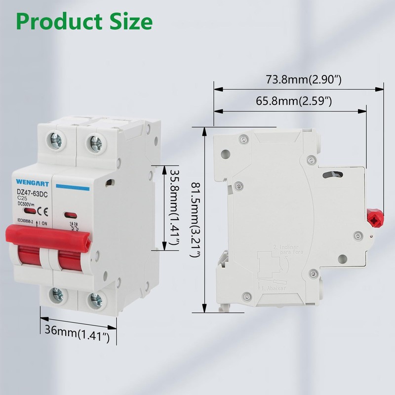 Wengart DC Isolator Switch DZ47-63Z, 25 A, 500 V, 35