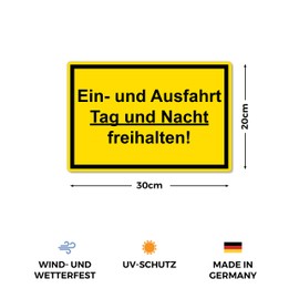 Strobo Einfahrt und Ausfahrt freihalten Sign, 20 x 30 cm, Made From Sturdy PVC Hard Foam Board, 3 Mm, With UV Protection