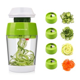 MENNYO Spiral Vegetable Cutter with Container, 4 in 1 Vegetable Slicer Spaghetti Vegetable Slicer Spiral Cutter for Vegetable Spaghetti, Zucchini, Carrots, Potatoes, Carrots, Onions