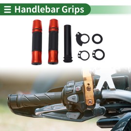 Partuto 7/8" 22mm 15/16" 24mm Motorcycle Hand Grips Cover Kit Aluminum Alloy Rubber Handlebar Grips for Motorcycle Scooter Bicycle ATV Black Orange 1 Set