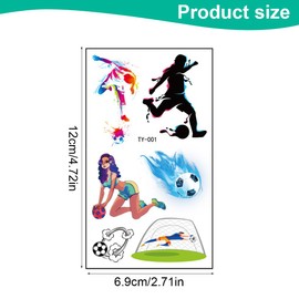JEXOWIQ 10 Sheets Children's Tattoos, Football Theme, Children's Tattoos, Waterproof Temporary Tattoos Stickers, Boys Girls Children's Birthday Party Bag Party Festival Christmas Filling