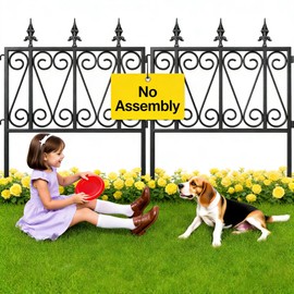 AMAGABELI GARDEN & HOME 5 Panels 24in(H)×10ft(L) 0.4 Inch Wire Diameter Decorative Garden Fences and Borders for Dogs No Dig Metal Garden Edging Border Animal Barrier Fencing for Flower Bed Yard Patio