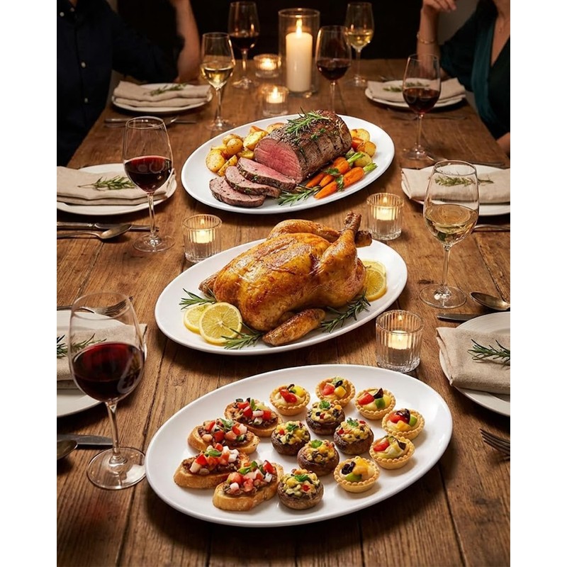 Melamine Plates,6 Pack Unbreakable White Dinner Plate for Steak, Buffet