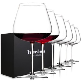 Super Large 30OZ Wine Glasses-Hand Blown Crystal Giant Wine Glasses, Big Burgundy Glasses Oversized, Red White Wine,Luxury, Elegant, Ideal Gift for Women,Men,Christmas,Anniversary,Birthday (Pack of 6)