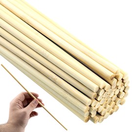 50 Pack Wooden Dowel Rods 1/4 x 12 Inch Unfinished Natural Wood Dowel Round Wooden Dowels Unfinished Wood Dowels Wood Sticks Dowel Rods Sticks Craft Dowel Rods for Crafts Model Building