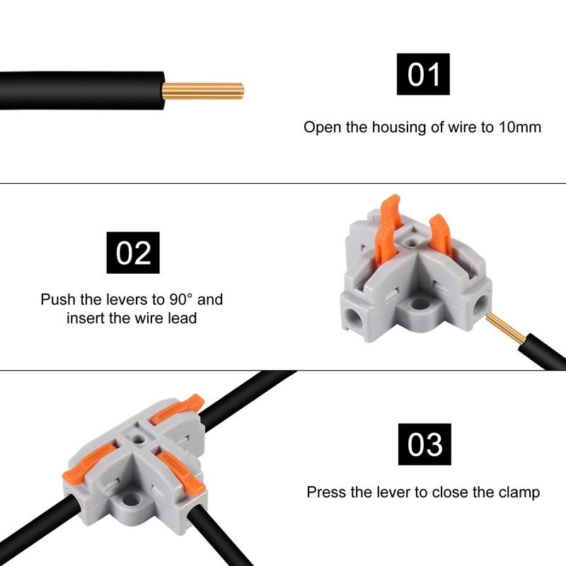 10pcs Compact Wire Conductor Connector, T-Shape Lever Nut Wire Connector,