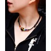 Jewboo Natural Tiger Eye with 7 Chakra Choker Necklace for