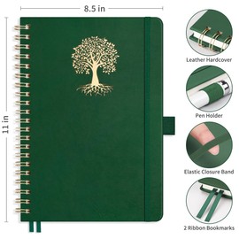 RETTACY Graph Paper Notebook, A4 Graph Grid Spiral Notebook, for College, Student, Mathematics, Physics, Engineering, Leather Hardcover, 100 GSM Thick Paper, Inner Pocket, 8.5" × 11" (Black)