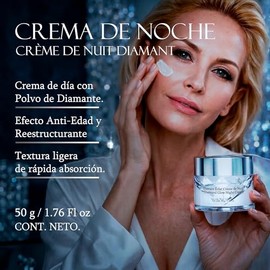 Marie d'Argan Crema Facial De Noche Antiedad 50 g Con Hialuronato De Sodio, Polvo De Diamante Y Coenzima Q10, Hidratante, Reafirmante, Para Piel Seca Y Madura, Luminosidad Y Rápida Absorción