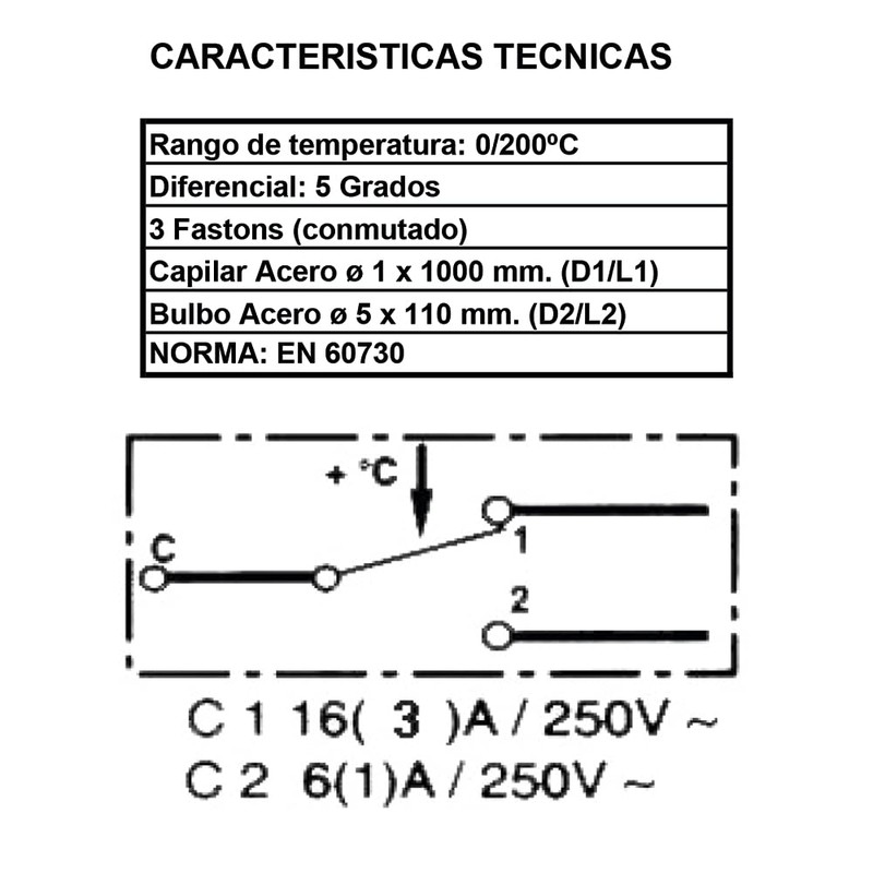 Thermostat Set Regulation 0-200ºC Fryer