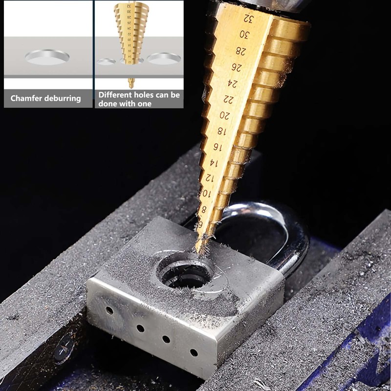 Tworider 3pcs Metric Step Drill Bit, Hss Step Drill Bit