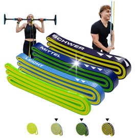 ELANI Resistance Bands Set, 25 kg - 45 kg, Multicoloured with Resistance Lines, Resistance Bands, Strength Training, Eco Packaging, Pull Up Band, Resistance Band