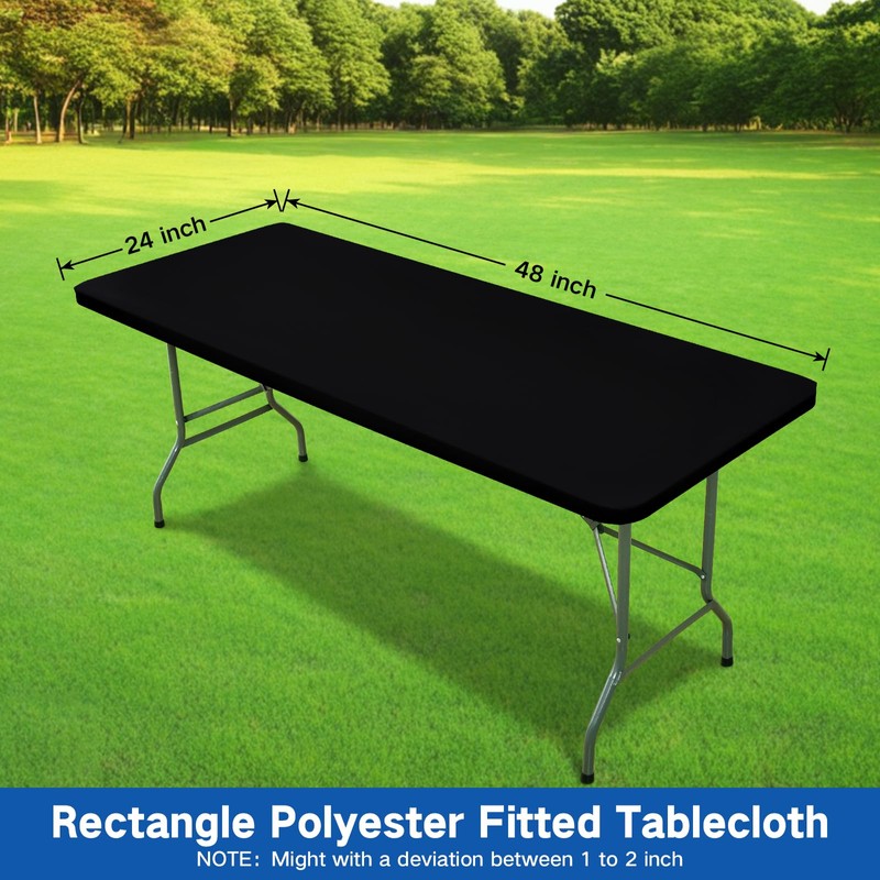 Nacuci Rectangle Elastic Fitted Tablecloth, Windproof Polyester Table Cover, Scratch