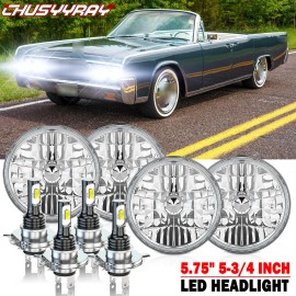 CHUSYYRAY 4pcs 5-3/4" 5.75" Super white LED Headlight Hi/Lo Beam for Lincoln Continental