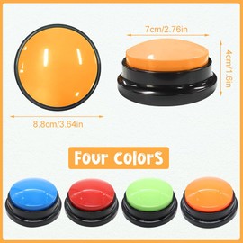 Vmxlso Pack of 4 Dog Buzzers with Recording Function, Dog Buzzer with Sound, 30 Seconds Recording Buzzer Dog, Answer Buzzers Dog, Dog Buttons for Talking, Dog Recording Buttons for Interaction