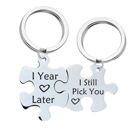 White Fang AZ367 Keychain, Puzzle, Anniversary, Matching Gift, Stylish, Men's, Women's,, Silver