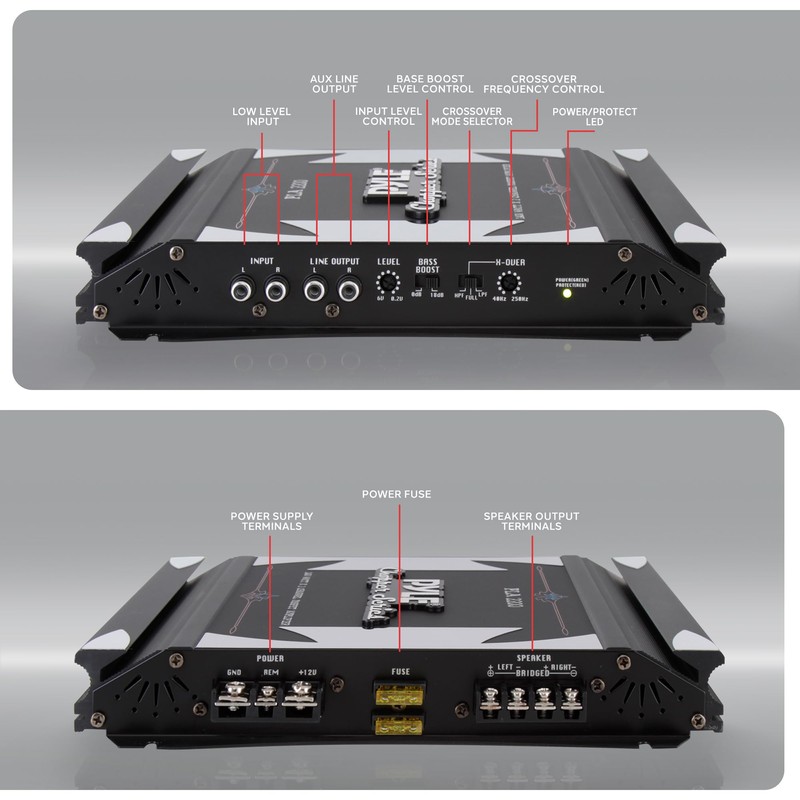 Pyle 2 Channel Car Stereo Amplifier- 1400W Dual Channel Bridgeable