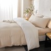 BUPIRD Queen Size Comforter Set Beige Striped 100% Soft Washed
