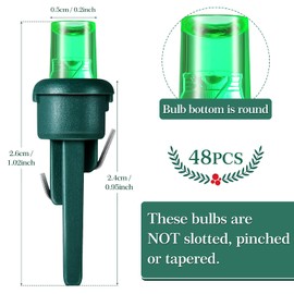 Honoson 48 Count 5 mm LED Christmas Replacement Bulbs Bulk Wide Angle Christmas Light Bulb Xmas Tree String Light Replacement Bulb Festival Light Decoration (Green Base with Multicolor Bulb)