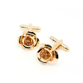 Jonwo Rose Gold Flower Shape French Shirt Jewelry Cufflinks Stainless Tuxedo Cuff Links Buttons With Gift Box for Business Wedding