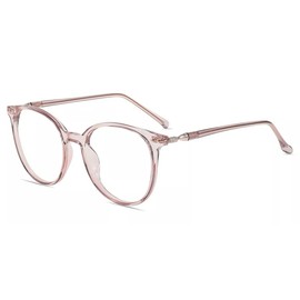 Firmoo Blue Light Filter Glasses without Prescription for Women/Men, Anti Blue Light UV Protective Glasses, TR Full Rim Glasses Against Eye Strain, Anti-Reflective Nerd Glasses (Pink Clear)