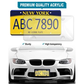 RCKJNJ License Plate Covers Frames- 2 Sets Car Plate Protectors, Clear Bubble Tag Plate Cover & Black Plastic Holder for Front Rear, with Screws Caps