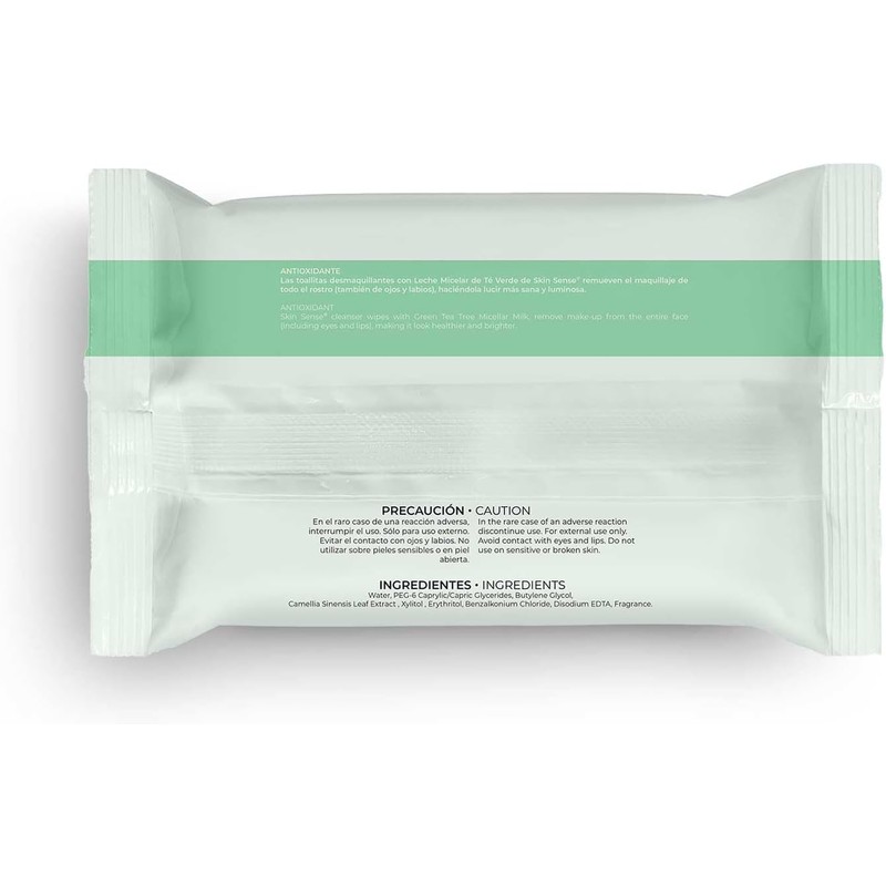 Skin Sense Toallitas Faciales Biodegradables (25 piezas) – Té Verde