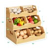Onion Storage Bins Potato, 3 Tier Bamboo Pantry Storage Bin