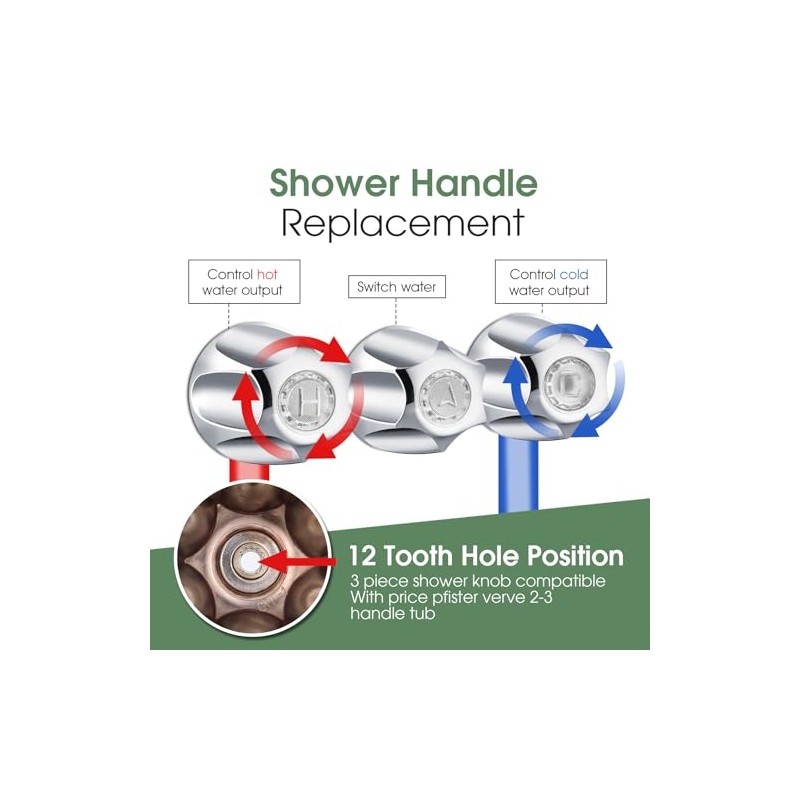 Bathtub Faucet and Shower Knobs Replacement,Easy to Install Tub Spout